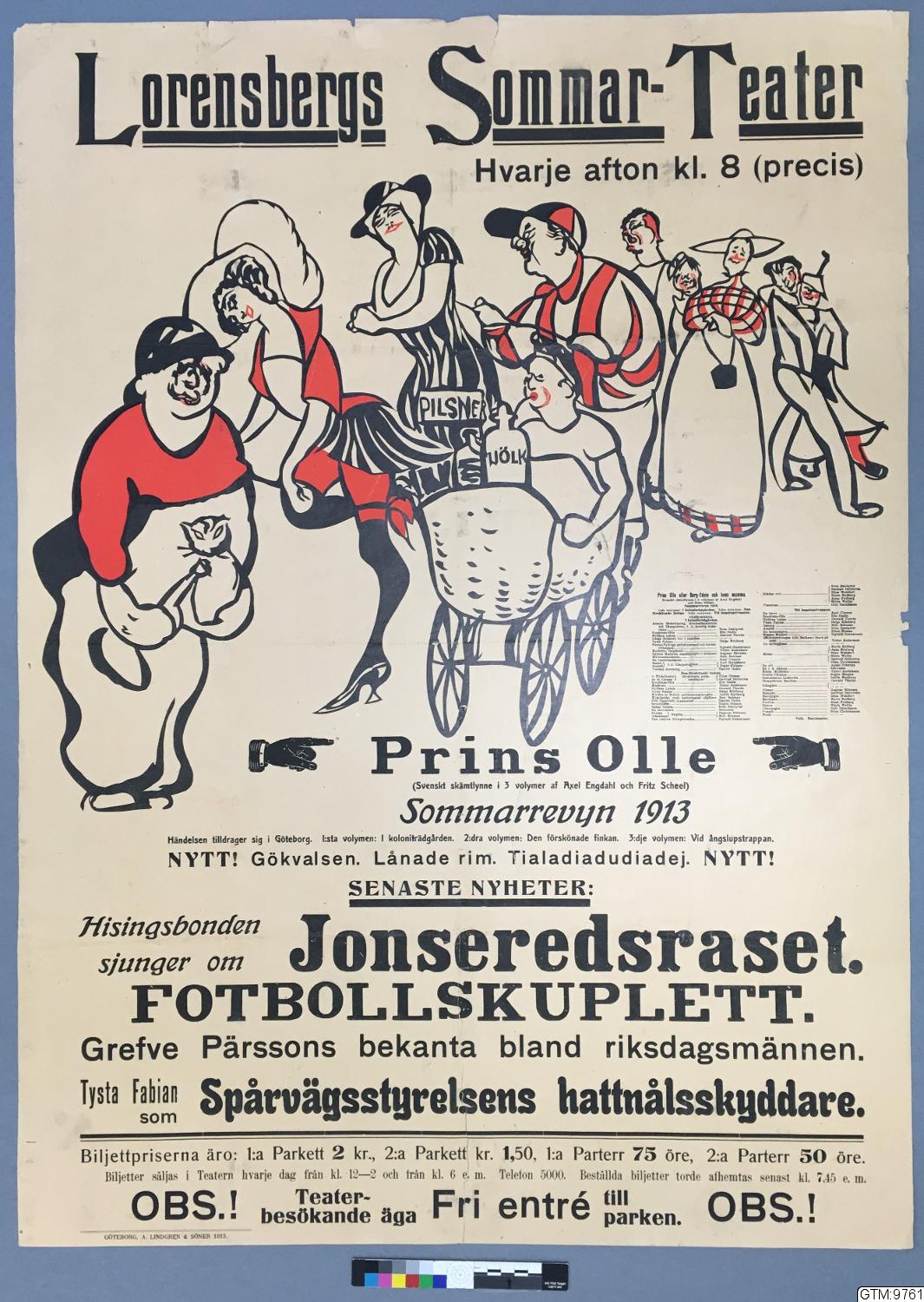 tryck, teateraffisch, affisch, Prins Olle, Sommarrevyn 1913