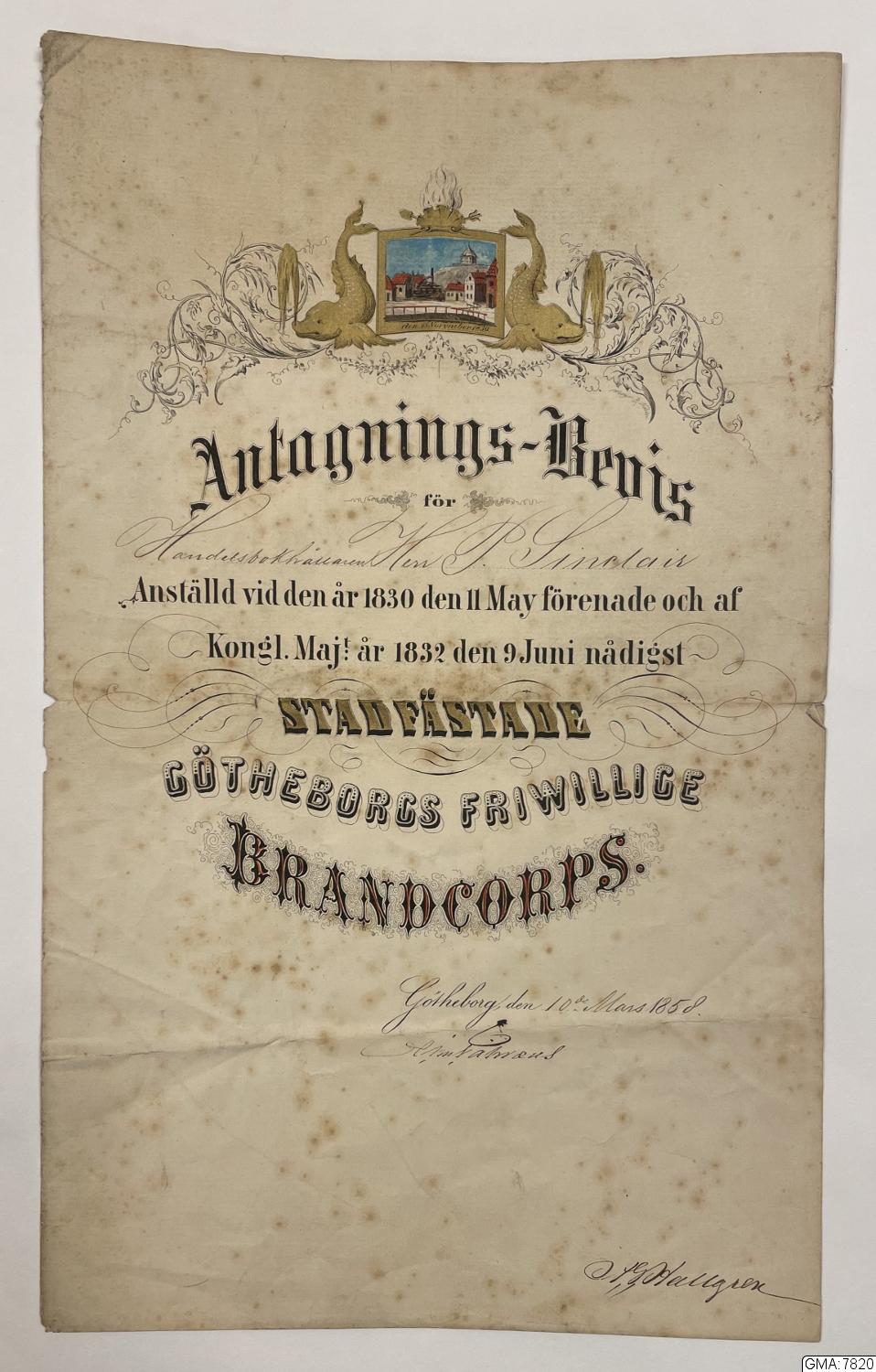 antagningsbevis, tryck, handlingar